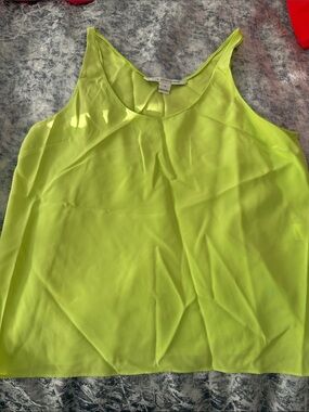 Diane Von Furstenberg Neon Lime Sheer Camisole